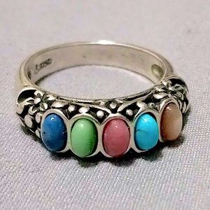 CAROLYN POLLACK RELIOS 5 OVAL, MULTI-STONE 925 STERLING SILVER RING